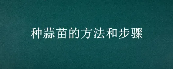 种蒜苗的方法和步骤