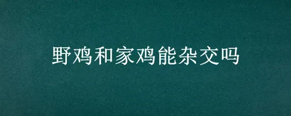 野鸡和家鸡能杂交吗