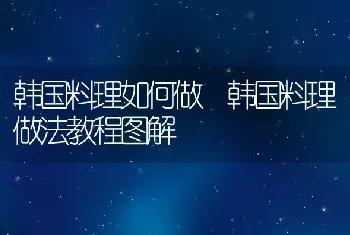 韩国料理如何做 韩国料理做法教程图解