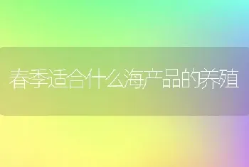 春季适合什么海产品的养殖