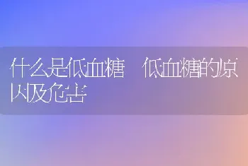 什么是低血糖 低血糖的原因及危害