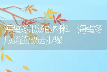 海蜇冬瓜汤的材料 海蜇冬瓜汤的做法步骤