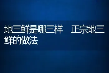 地三鲜是哪三样 正宗地三鲜的做法