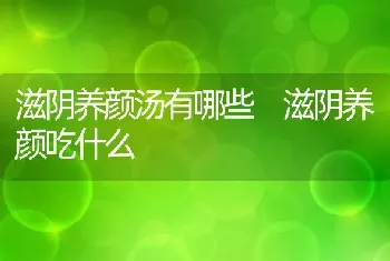 滋阴养颜汤有哪些 滋阴养颜吃什么