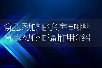 食品添加剂的危害有哪些 食品添加剂的副作用介绍