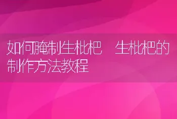 如何腌制生枇杷 生枇杷的制作方法教程