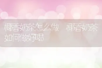 椰香奶茶怎么做 椰香奶茶如何做好喝