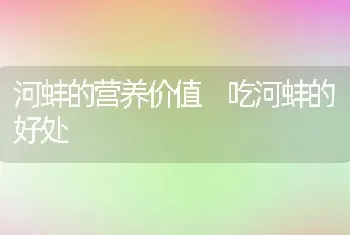 河蚌的营养价值 吃河蚌的好处