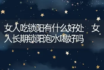 女人吃锁阳有什么好处 女人长期锁阳泡水喝好吗