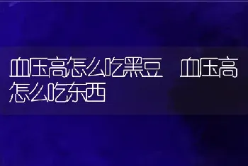 血压高怎么吃黑豆 血压高怎么吃东西