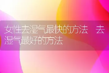 女性去湿气最快的方法 去湿气最好的方法