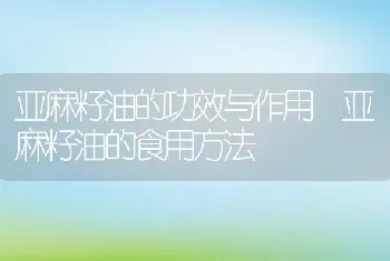 亚麻籽油的功效与作用 亚麻籽油的食用方法