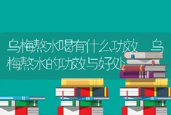 乌梅熬水喝有什么功效 乌梅熬水的功效与好处