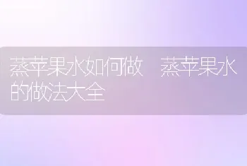 蒸苹果水如何做 蒸苹果水的做法大全