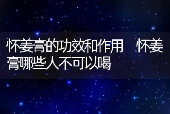 怀姜膏的功效和作用 怀姜膏哪些人不可以喝