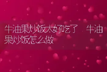 牛油果炒饭太好吃了 牛油果炒饭怎么做