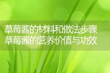 草莓酱的材料和做法步骤 草莓酱的营养价值与功效