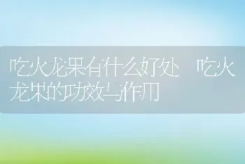 吃火龙果有什么好处 吃火龙果的功效与作用