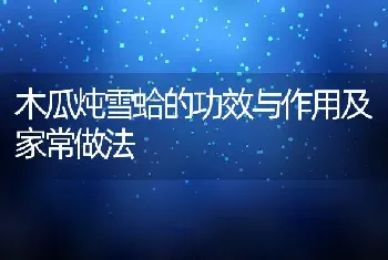 木瓜炖雪蛤的功效与作用及家常做法