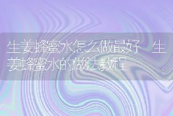 生姜蜂蜜水怎么做最好 生姜蜂蜜水的做法教程