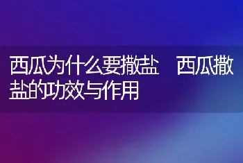 西瓜为什么要撒盐 西瓜撒盐的功效与作用