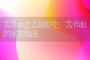 苦荞面怎么做好吃 苦荞面的家常做法