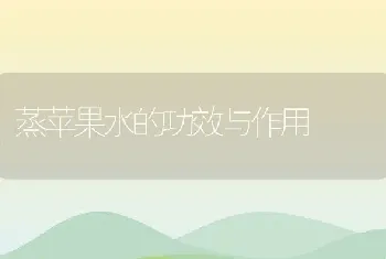 蒸苹果水的功效与作用