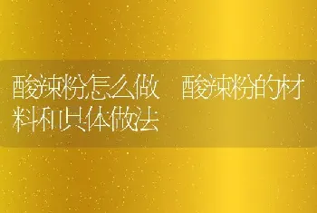 酸辣粉怎么做 酸辣粉的材料和具体做法