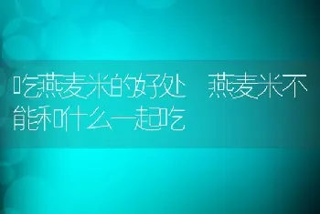 吃燕麦米的好处 燕麦米不能和什么一起吃