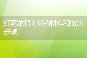 红枣龙眼肉粥的材料和做法步骤