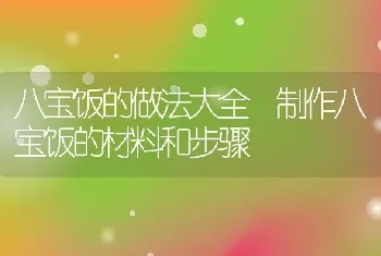 八宝饭的做法大全 制作八宝饭的材料和步骤