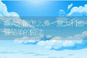 意大利面怎么煮 意大利面最简单的做法