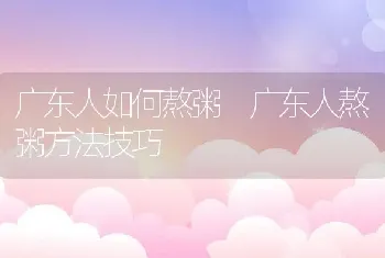 广东人如何熬粥 广东人熬粥方法技巧