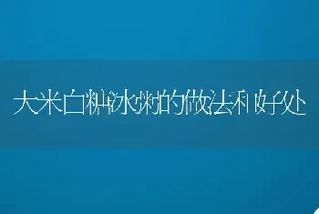 大米白糖冰粥的做法和好处