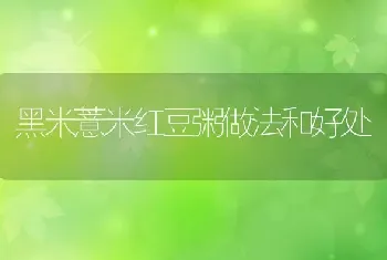 黑米薏米红豆粥做法和好处