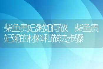 柴鱼贵妃粥如何做 柴鱼贵妃粥的材料和做法步骤