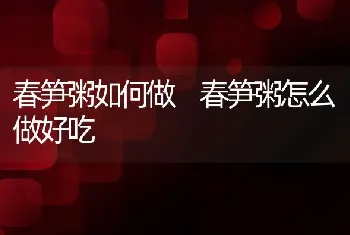 春笋粥如何做 春笋粥怎么做好吃