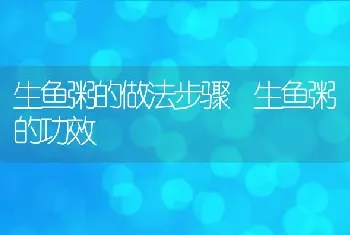 生鱼粥的做法步骤 生鱼粥的功效