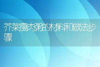 芥菜瘦肉粥的材料和做法步骤