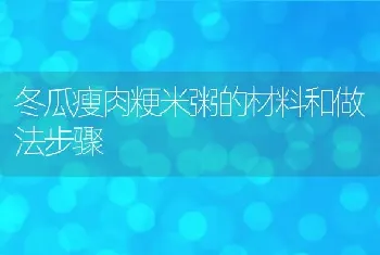 冬瓜瘦肉粳米粥的材料和做法步骤