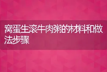 窝蛋生滚牛肉粥的材料和做法步骤