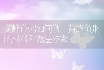 黄蜂鱼粥如何做 黄蜂鱼粥的材料和做法步骤