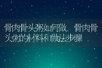 骨肉骨头粥如何做 骨肉骨头粥的材料和做法步骤