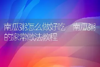 南瓜粥怎么做好吃 南瓜粥的家常做法教程