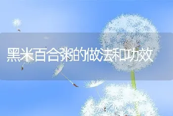 黑米百合粥的做法和功效