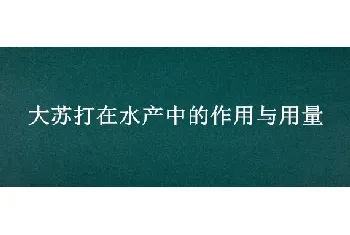 大苏打在水产中的作用与用量