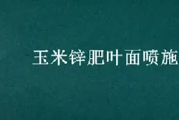 玉米锌肥叶面喷施用量