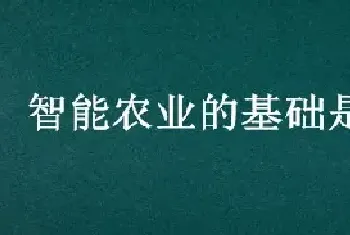 智能农业的基础是什么