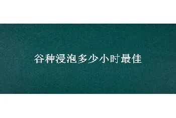 谷种浸泡多少小时最佳