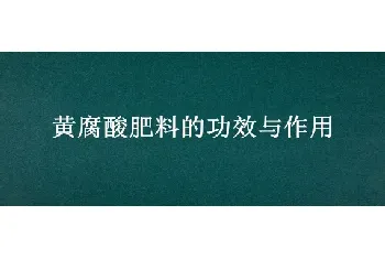 黄腐酸肥料的功效与作用